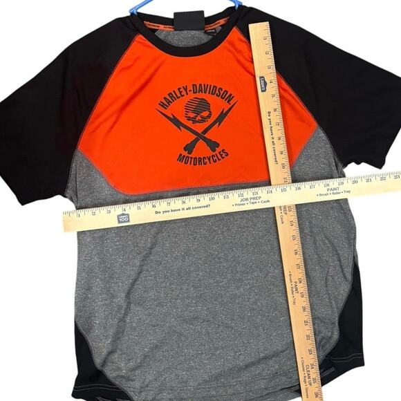 Harley-Davidson MotorClothes Men’s Performance Raglan Tee Black Orange Skull XL - Picture 3 of 7